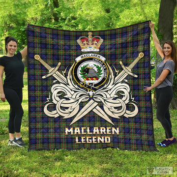 MacLaren Modern Tartan Quilt with Clan Crest and the Golden Sword of Courageous Legacy