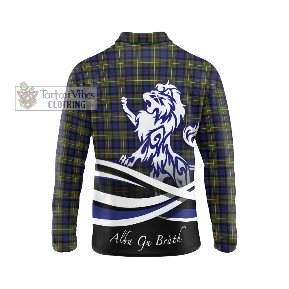 MacLaren Modern Tartan Long Sleeve Polo Shirt with Alba Gu Brath Regal Lion Emblem - Tartanvibesclothing Shop