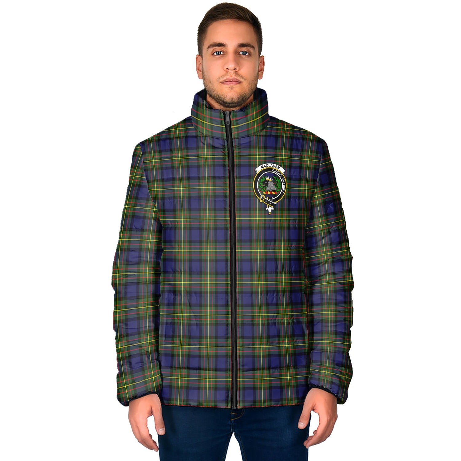 MacLaren Modern Tartan Padded Jacket with Family Crest - Tartan Vibes Clothing