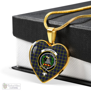 MacLaren Modern Tartan Heart Necklace with Family Crest