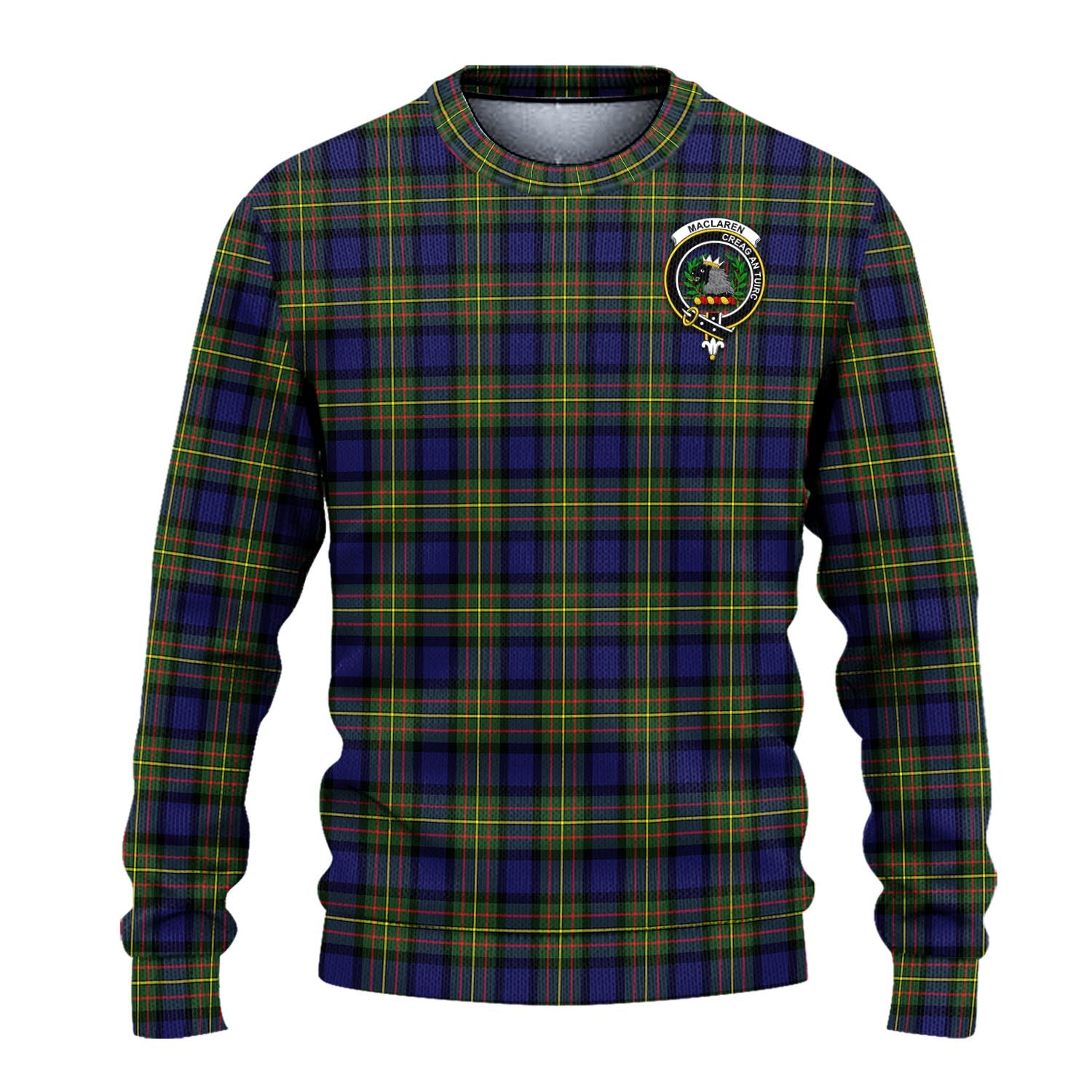 MacLaren Modern Tartan Knitted Sweater with Family Crest - Tartanvibesclothing