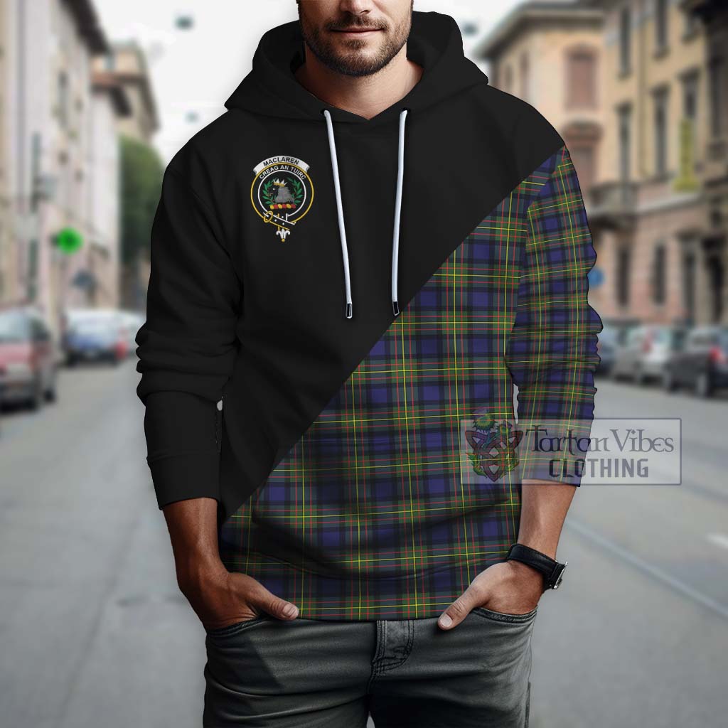 Tartan Vibes Clothing MacLaren Modern Tartan Hoodie with Family Crest and Military Logo Style