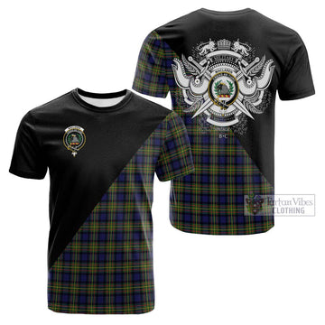 MacLaren Modern Tartan Cotton T-shirt with Family Crest and Military Logo Style