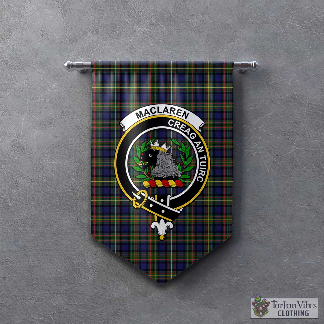 Tartan Vibes Clothing MacLaren Modern Tartan Gonfalon, Tartan Banner with Family Crest