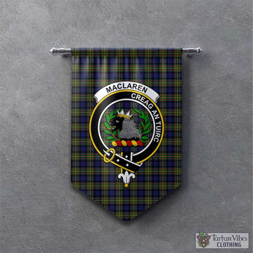 MacLaren Modern Tartan Gonfalon, Tartan Banner with Family Crest