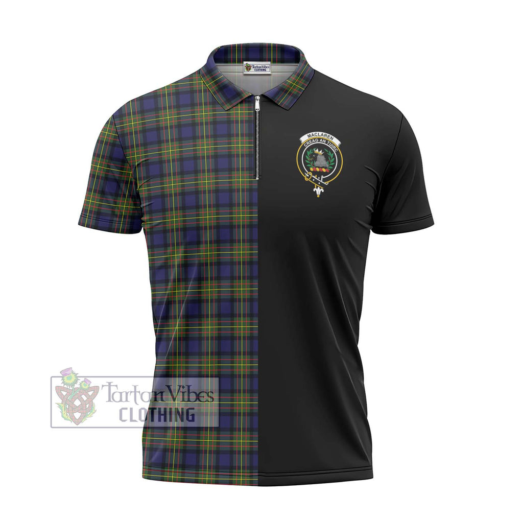 MacLaren Modern Tartan Zipper Polo Shirt with Family Crest and Half Of Me Style - Tartanvibesclothing Shop