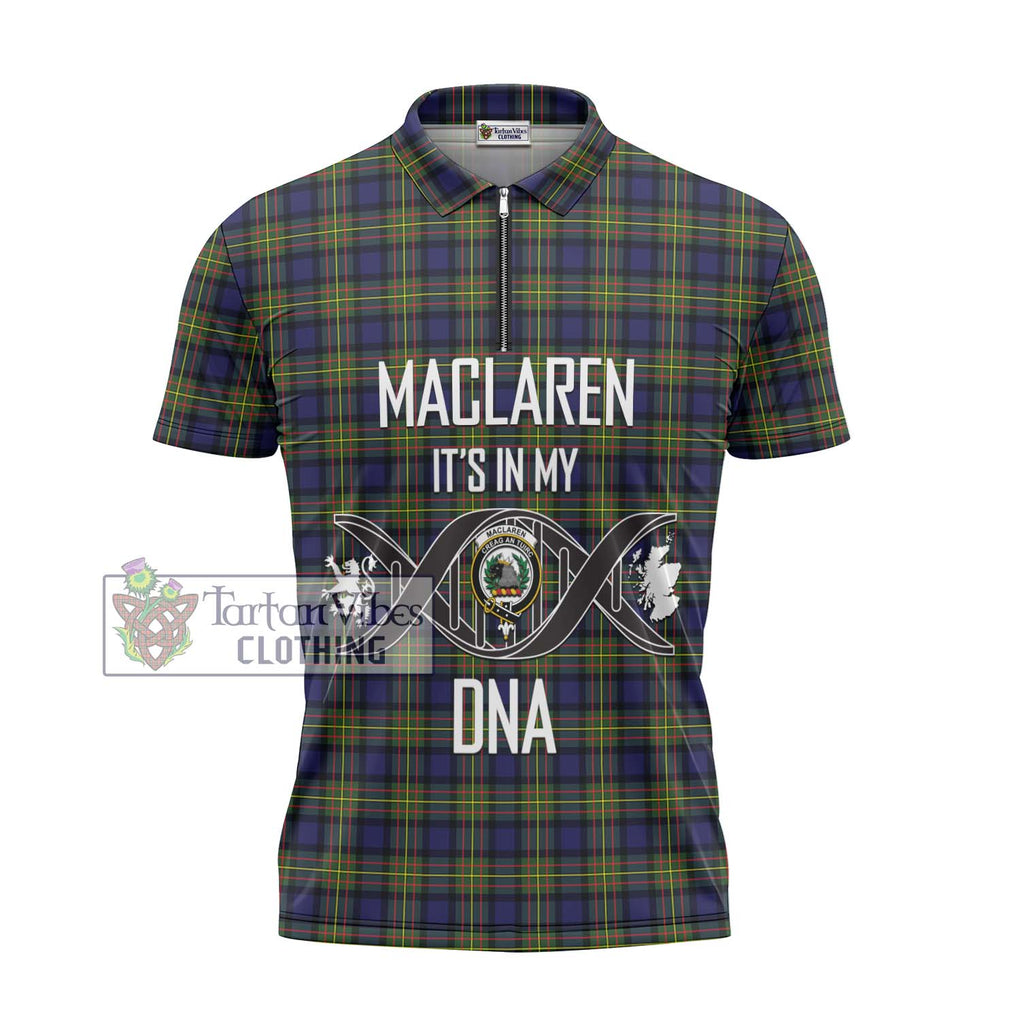 MacLaren Modern Tartan Zipper Polo Shirt with Family Crest DNA In Me Style - Tartanvibesclothing Shop