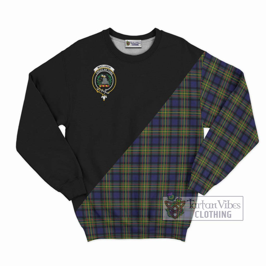 MacLaren Modern Tartan Sweatshirt with Family Crest and Military Logo Style - Tartanvibesclothing Shop