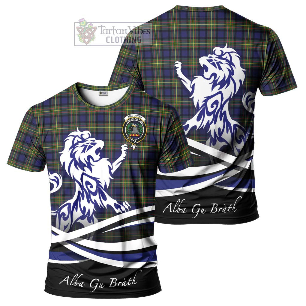 Tartan Vibes Clothing MacLaren Modern Tartan Cotton T-shirt with Alba Gu Brath Regal Lion Emblem