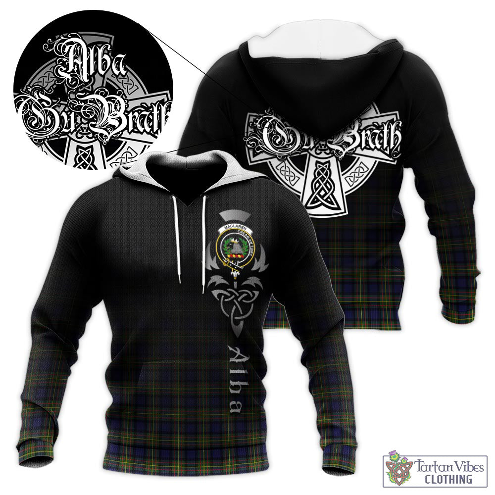 Tartan Vibes Clothing MacLaren Modern Tartan Knitted Hoodie Featuring Alba Gu Brath Family Crest Celtic Inspired