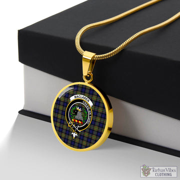 MacLaren Modern Tartan Circle Necklace with Family Crest