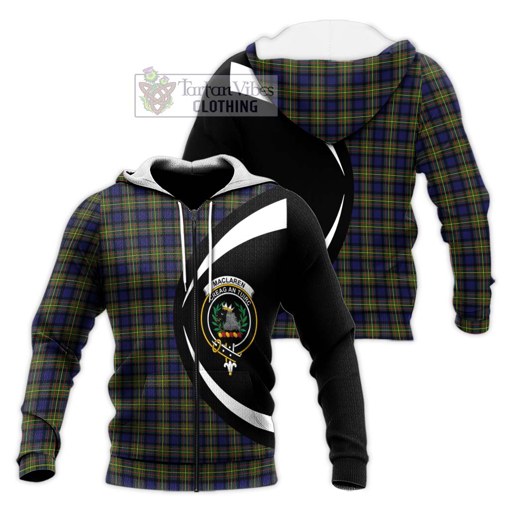 MacLaren Modern Tartan Knitted Hoodie with Family Crest Circle Style Unisex Knitted Zip Hoodie - Tartan Vibes Clothing