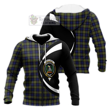 MacLaren Modern Tartan Knitted Hoodie with Family Crest Circle Style