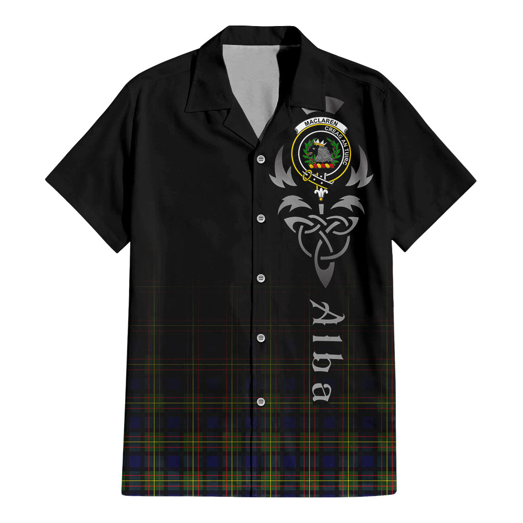 Tartan Vibes Clothing MacLaren Modern Tartan Short Sleeve Button Up Featuring Alba Gu Brath Family Crest Celtic Inspired