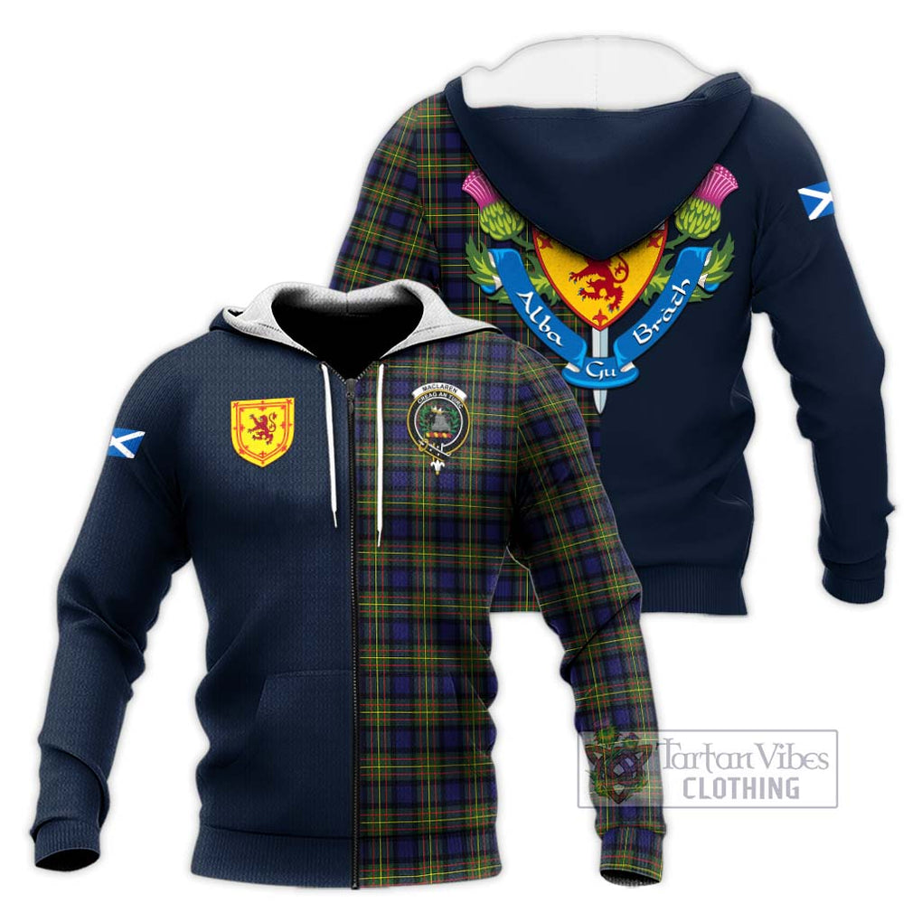 Tartan Vibes Clothing MacLaren Modern Tartan Knitted Hoodie with Scottish Lion Royal Arm Half Style