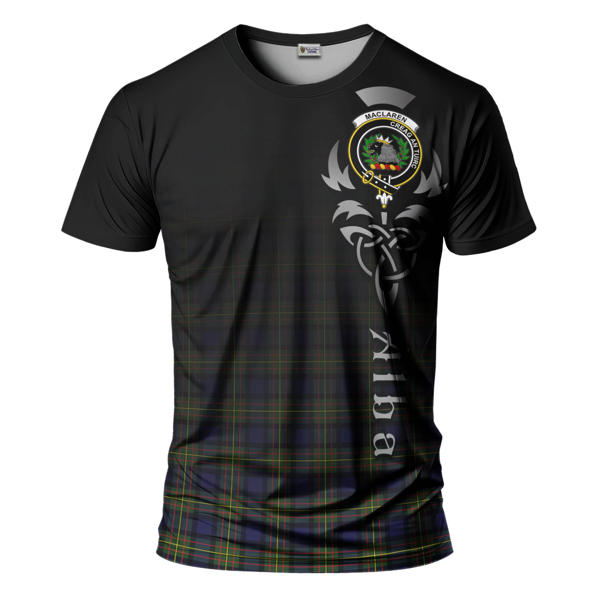 Tartan Vibes Clothing MacLaren Modern Tartan T-Shirt Featuring Alba Gu Brath Family Crest Celtic Inspired