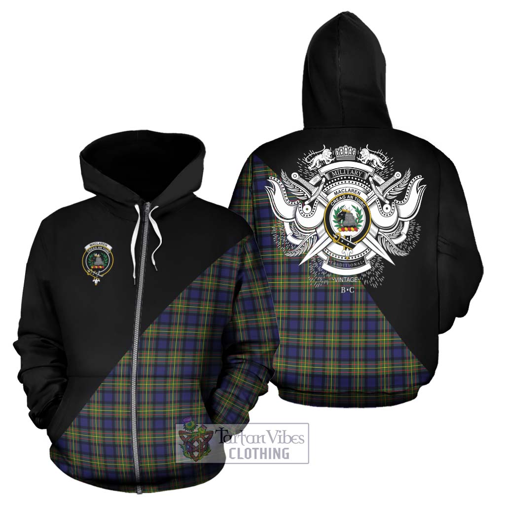 Tartan Vibes Clothing MacLaren Modern Tartan Hoodie with Family Crest and Military Logo Style