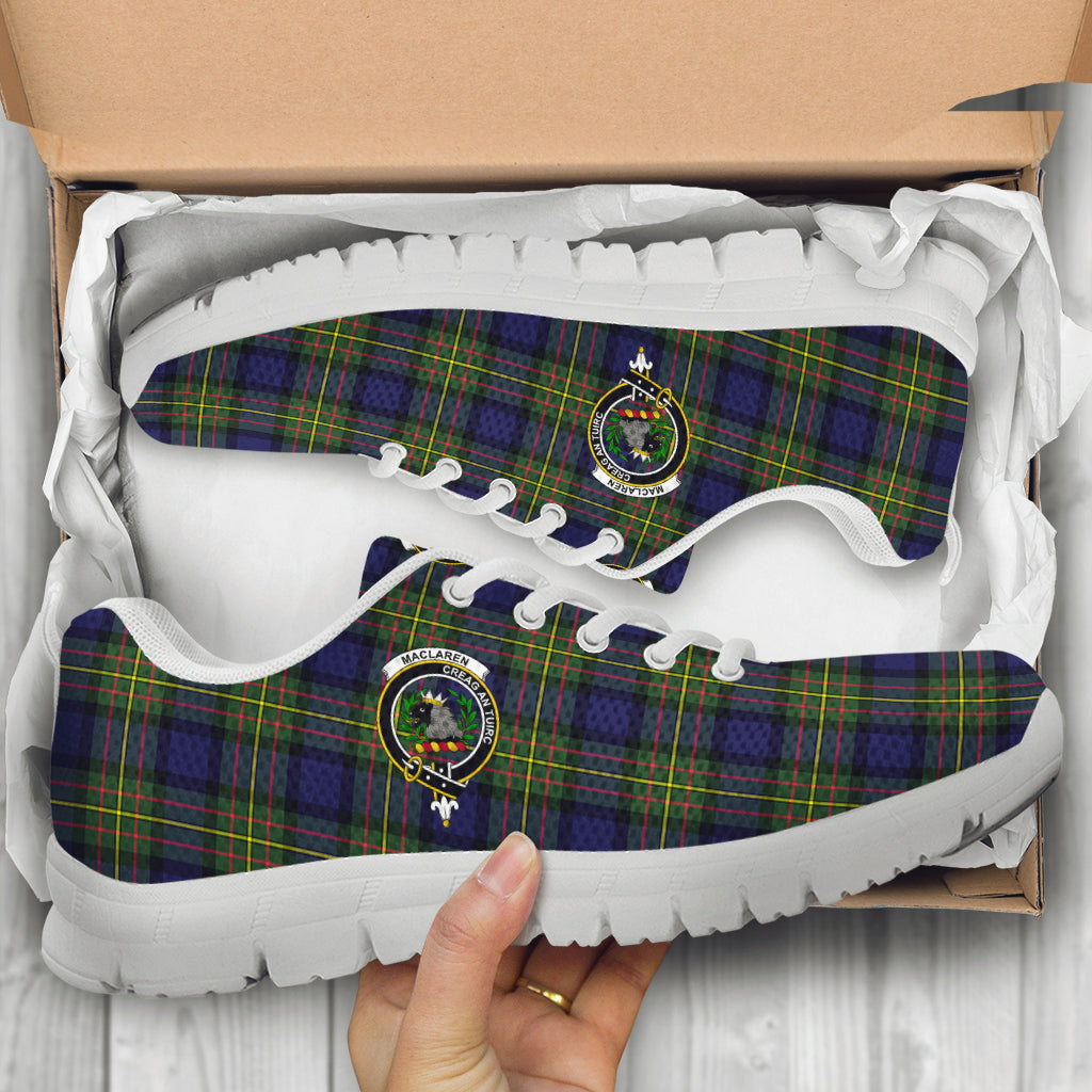 MacLaren Modern Tartan Sneakers with Family Crest - Tartan Vibes Clothing