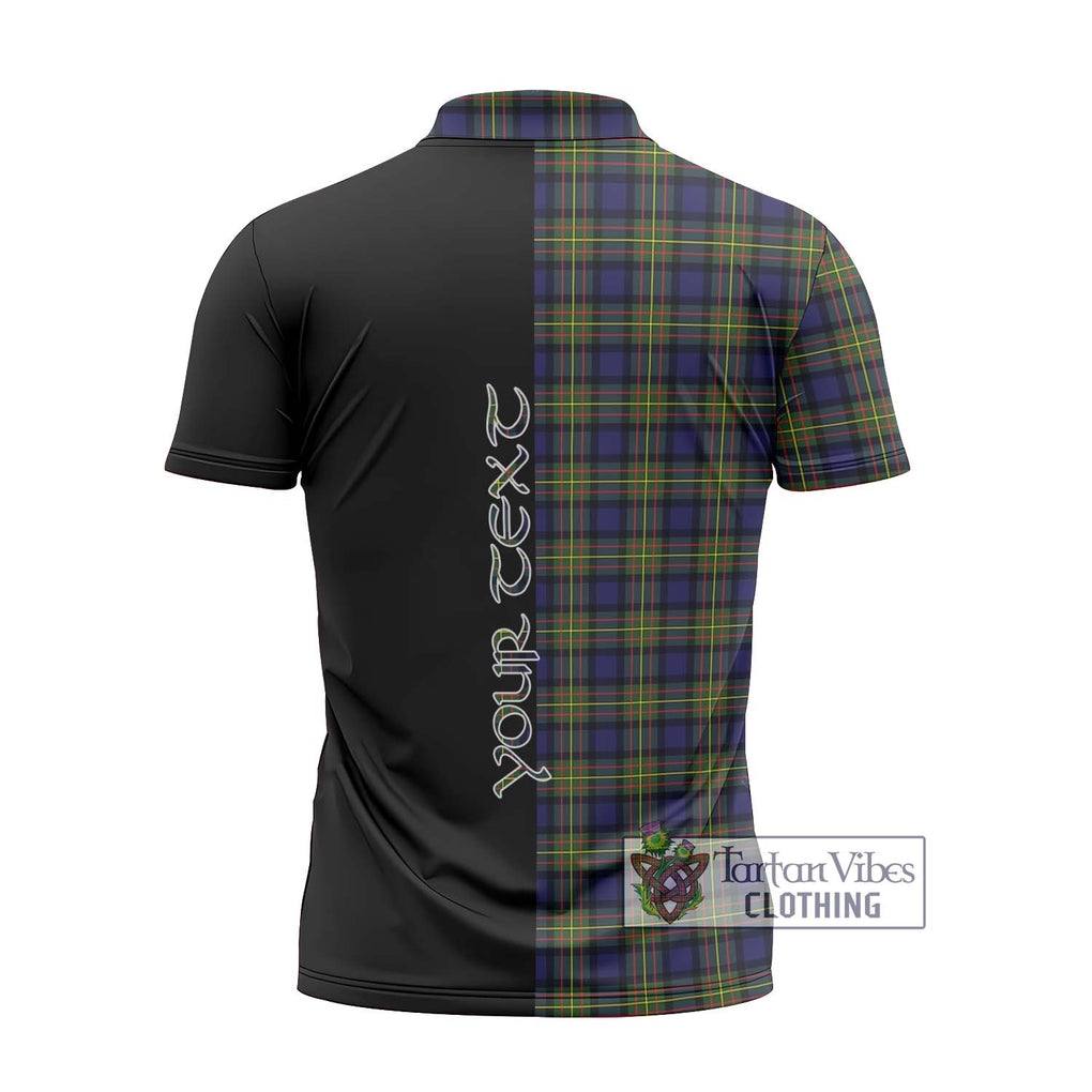 MacLaren Modern Tartan Zipper Polo Shirt with Family Crest and Half Of Me Style - Tartanvibesclothing Shop