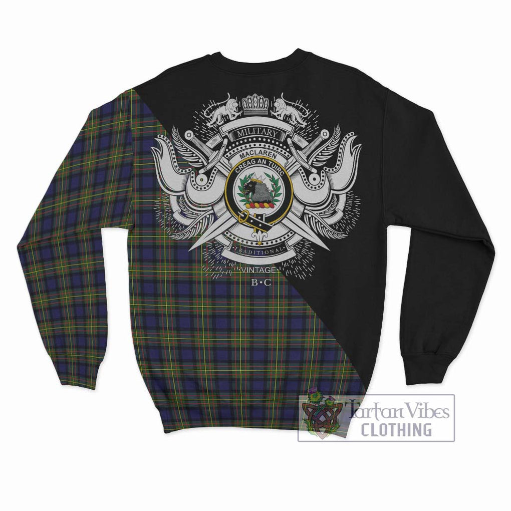 MacLaren Modern Tartan Sweatshirt with Family Crest and Military Logo Style - Tartanvibesclothing Shop