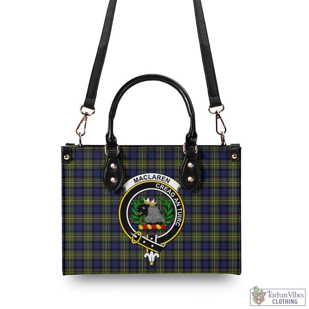 Tartan Vibes Clothing MacLaren Modern Tartan Luxury Leather Handbags with Family Crest