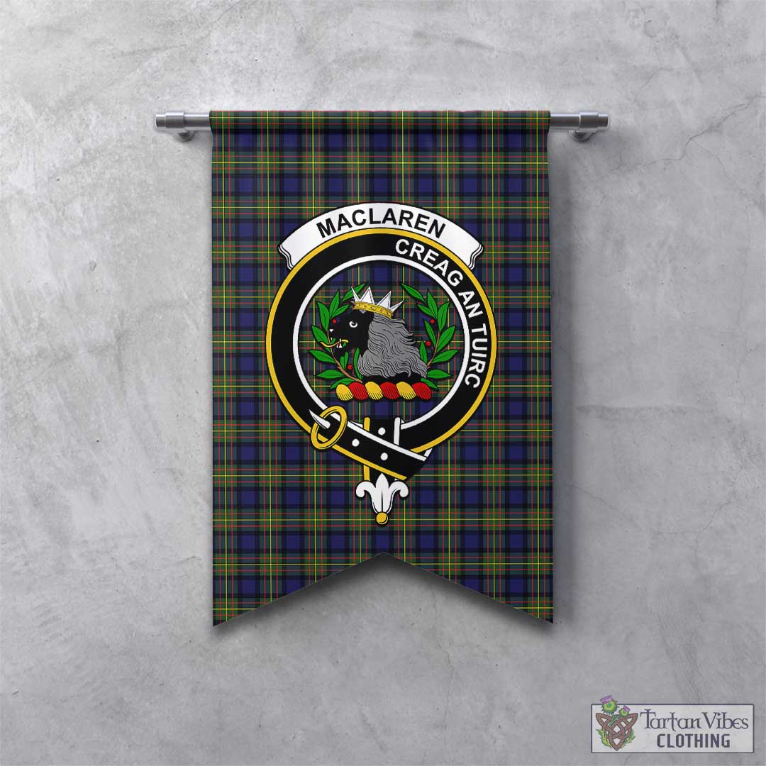 Tartan Vibes Clothing MacLaren Modern Tartan Gonfalon, Tartan Banner with Family Crest