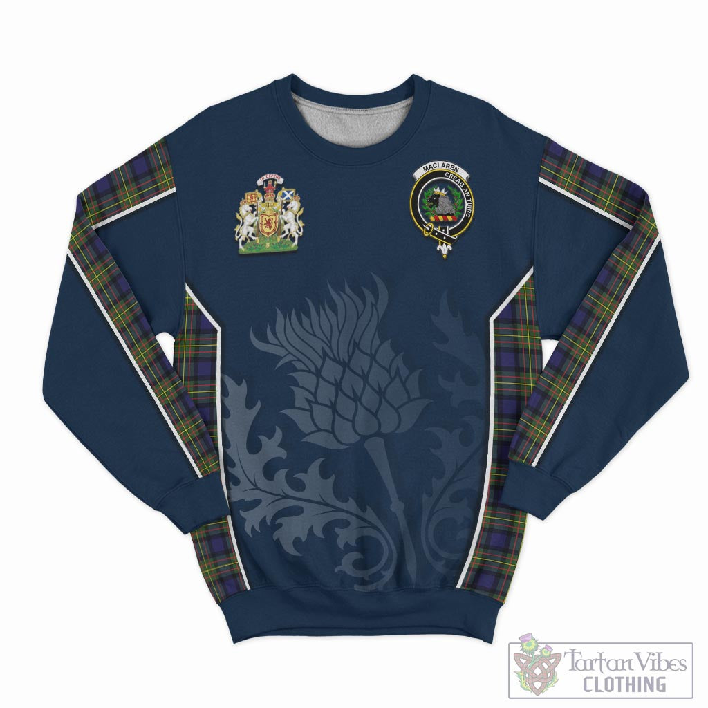 Tartan Vibes Clothing MacLaren Modern Tartan Sweatshirt with Family Crest and Scottish Thistle Vibes Sport Style