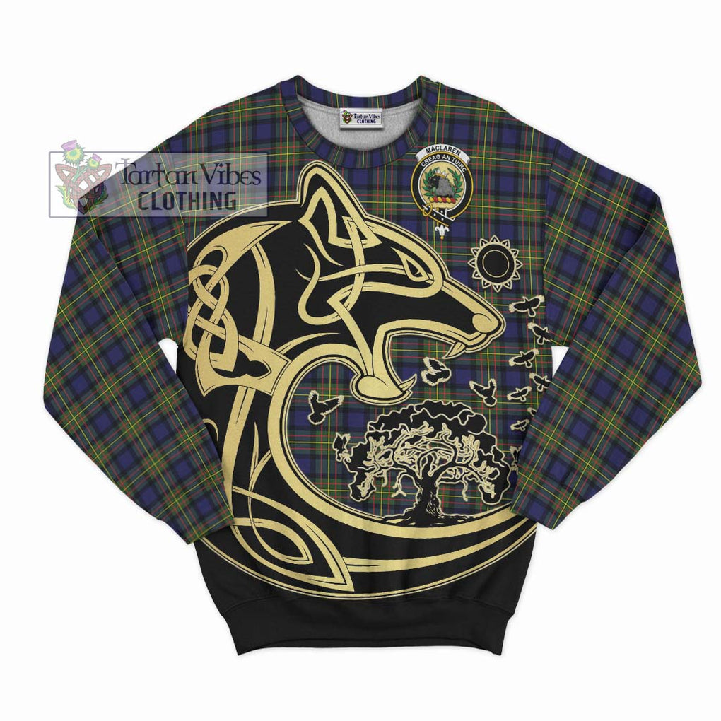 MacLaren Modern Tartan Sweatshirt with Family Crest Celtic Wolf Style - Tartan Vibes Clothing