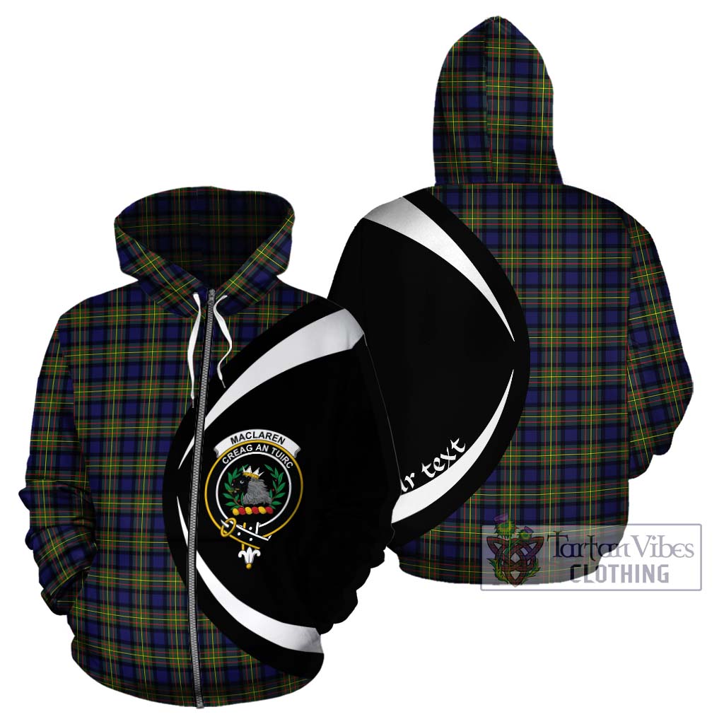 Tartan Vibes Clothing MacLaren Modern Tartan Hoodie with Family Crest Circle Style