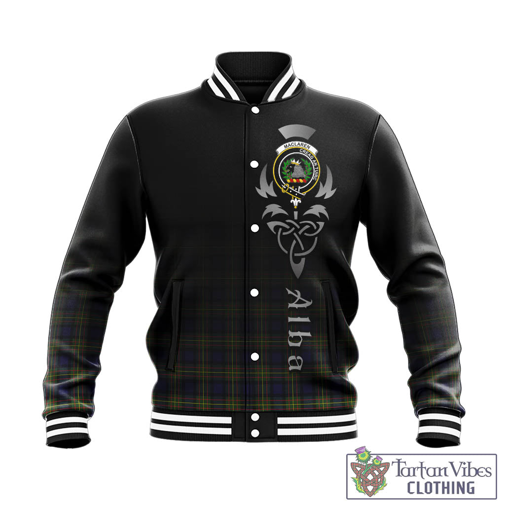 Tartan Vibes Clothing MacLaren Modern Tartan Baseball Jacket Featuring Alba Gu Brath Family Crest Celtic Inspired