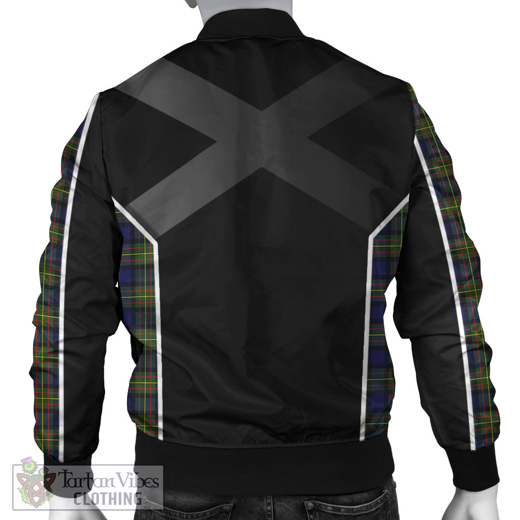 Tartan Vibes Clothing MacLaren Modern Tartan Bomber Jacket with Family Crest and Scottish Thistle Vibes Sport Style