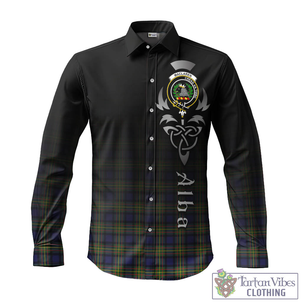 Tartan Vibes Clothing MacLaren Modern Tartan Long Sleeve Button Up Featuring Alba Gu Brath Family Crest Celtic Inspired