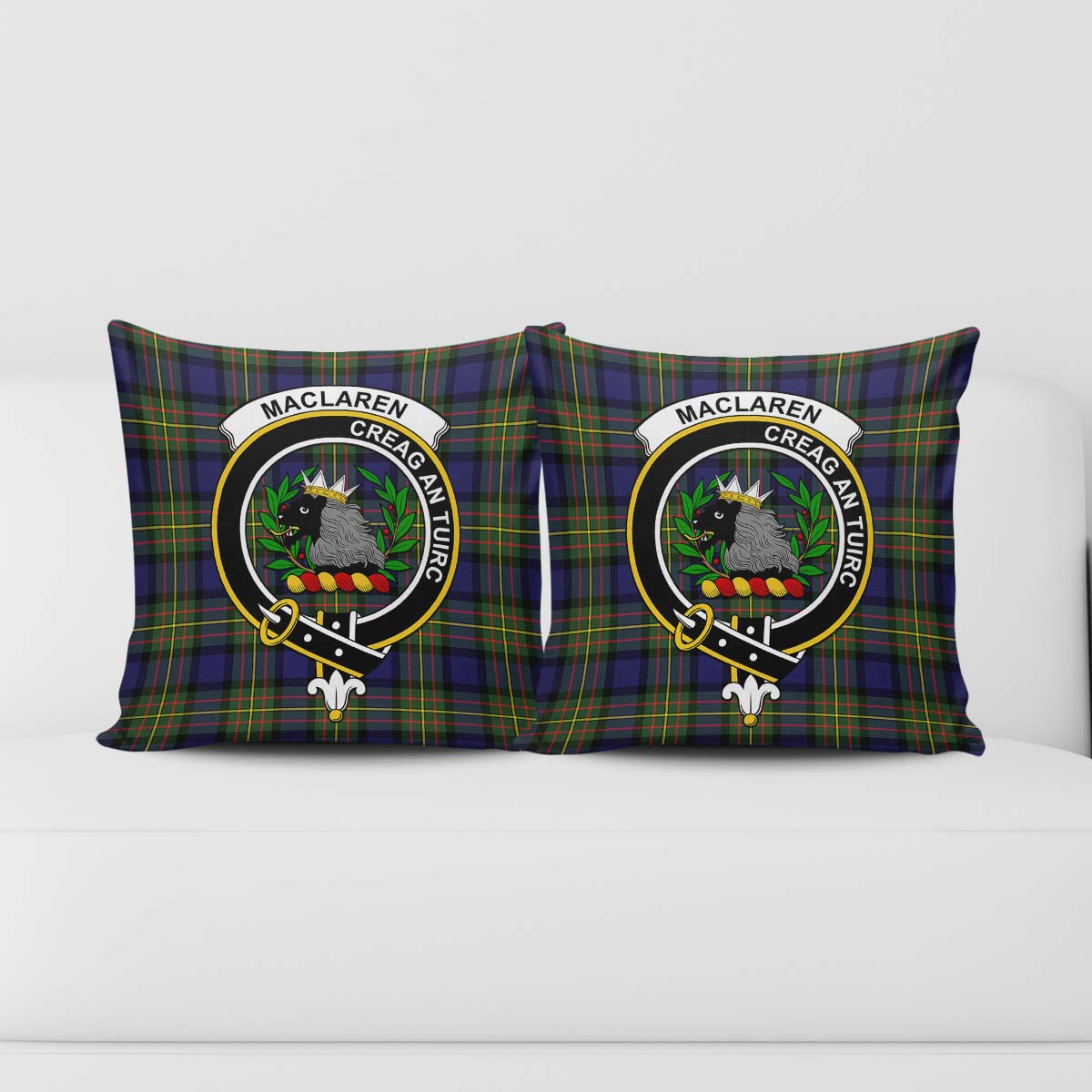 MacLaren Modern Tartan Pillow Cover with Family Crest - Tartanvibesclothing