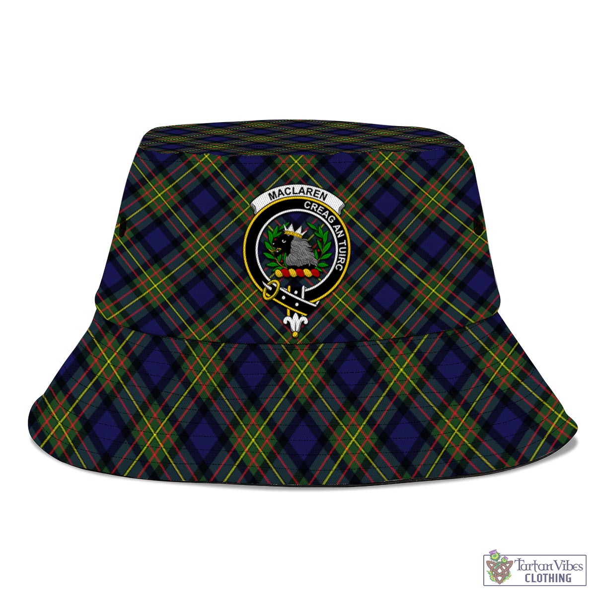 Tartan Vibes Clothing MacLaren Modern Tartan Bucket Hat with Family Crest