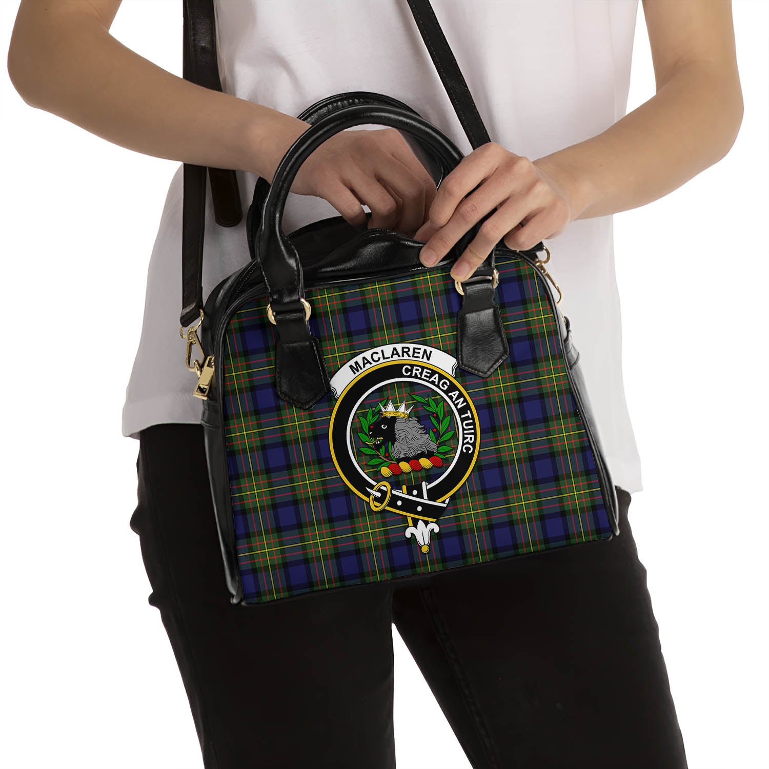 MacLaren Modern Tartan Shoulder Handbags with Family Crest - Tartanvibesclothing