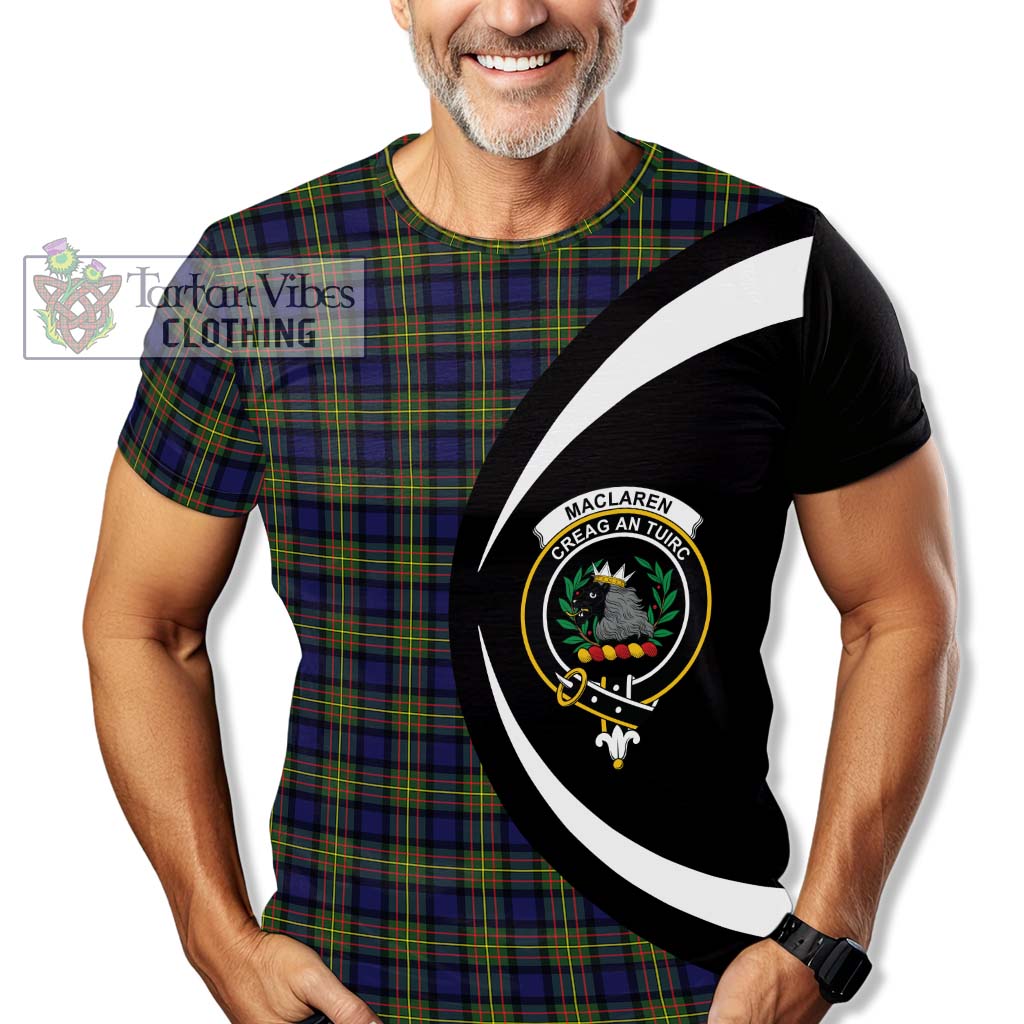 Tartan Vibes Clothing MacLaren Modern Tartan T-Shirt with Family Crest Circle Style