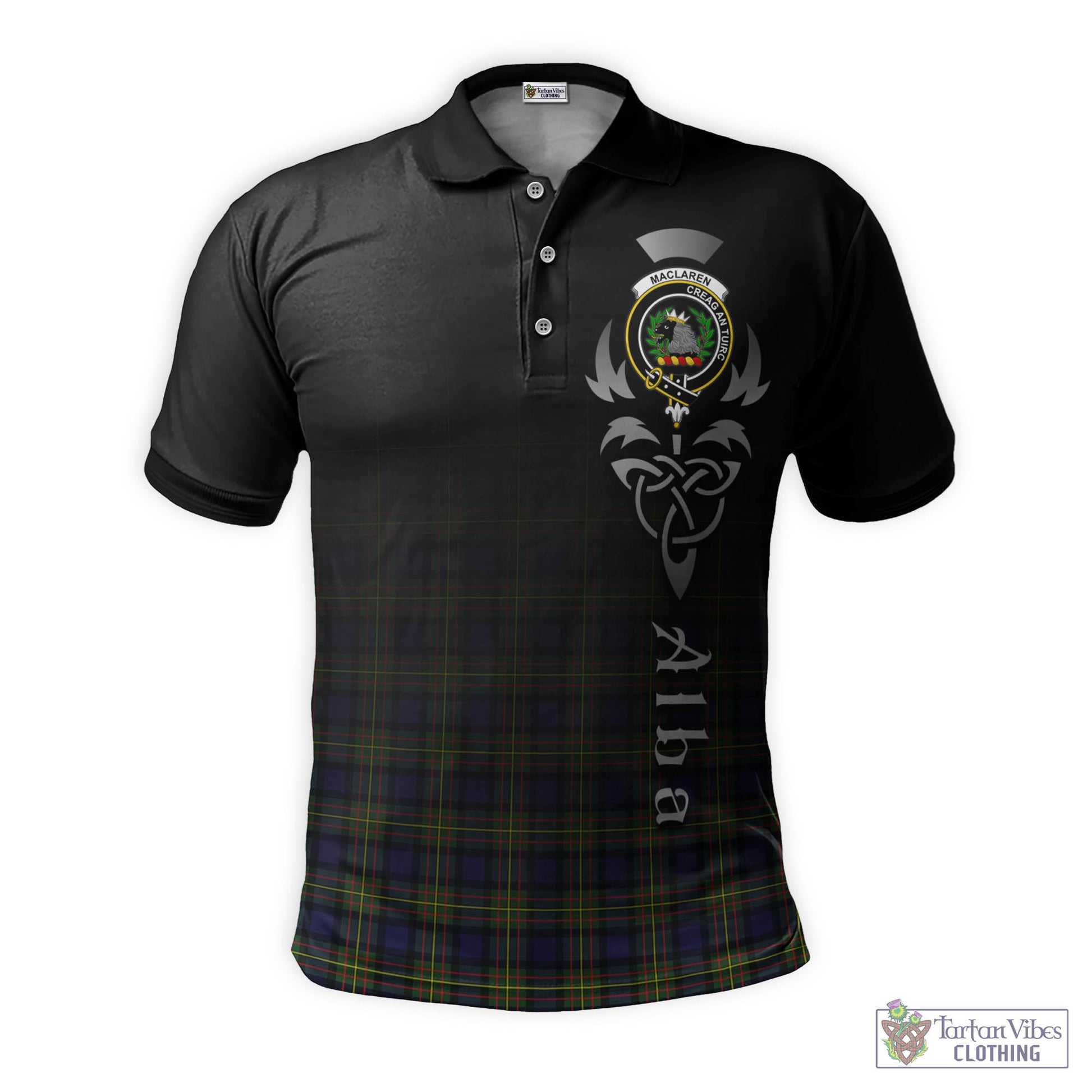 Tartan Vibes Clothing MacLaren Modern Tartan Polo Shirt Featuring Alba Gu Brath Family Crest Celtic Inspired