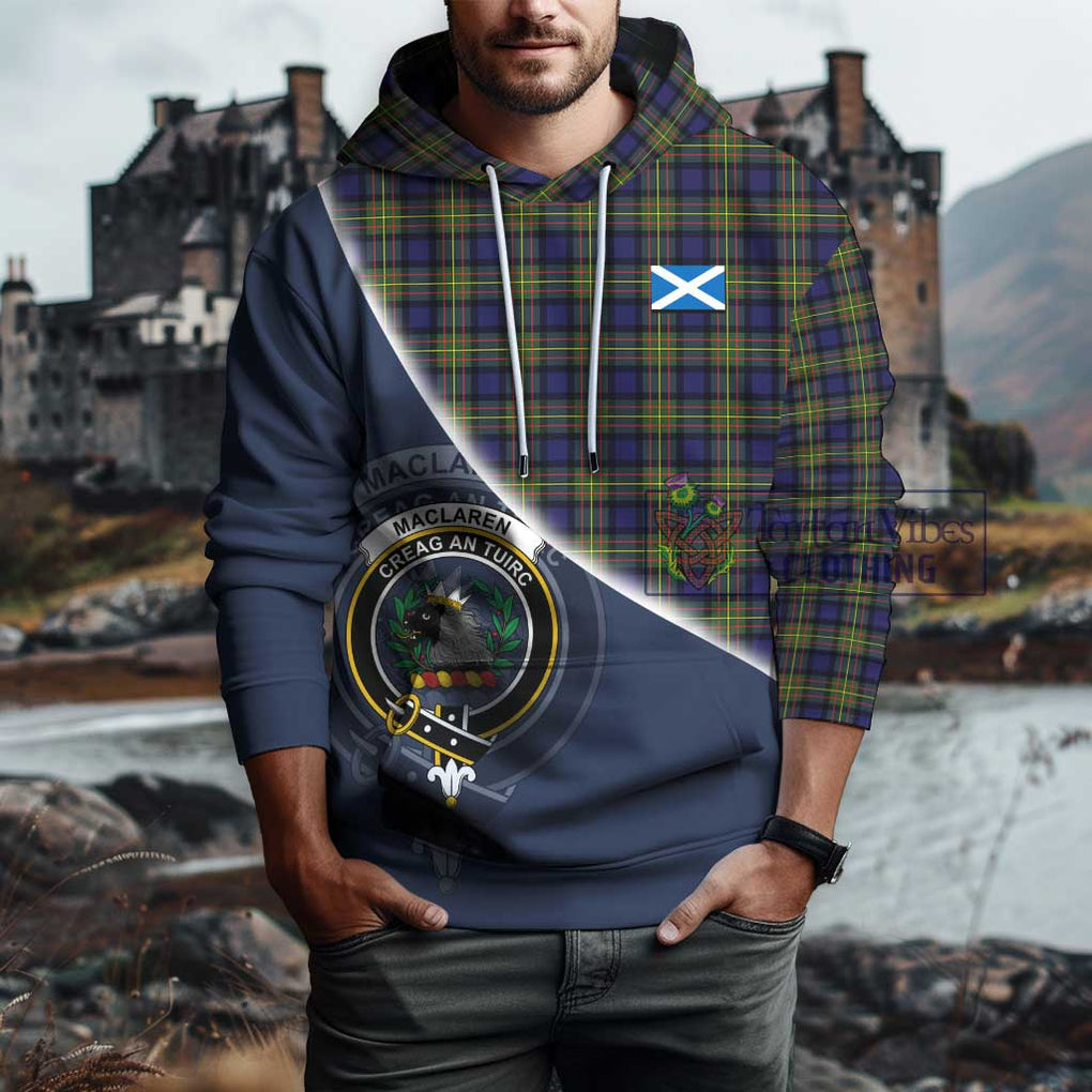 MacLaren Modern Tartan Hoodie with Personalised National Flag and Family Crest Half Style - Tartanvibesclothing Shop