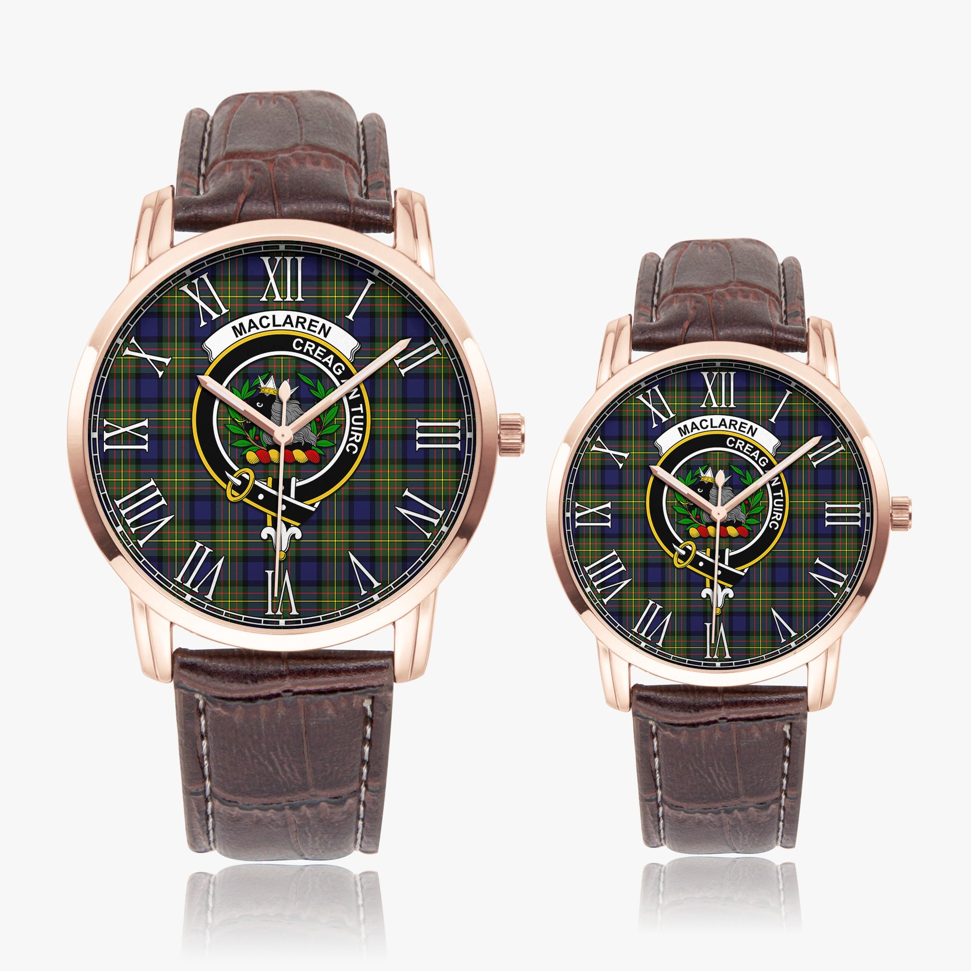 MacLaren Modern Tartan Family Crest Leather Strap Quartz Watch - Tartanvibesclothing