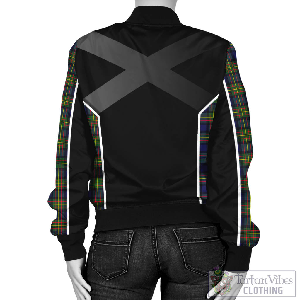 Tartan Vibes Clothing MacLaren Modern Tartan Bomber Jacket with Family Crest and Scottish Thistle Vibes Sport Style