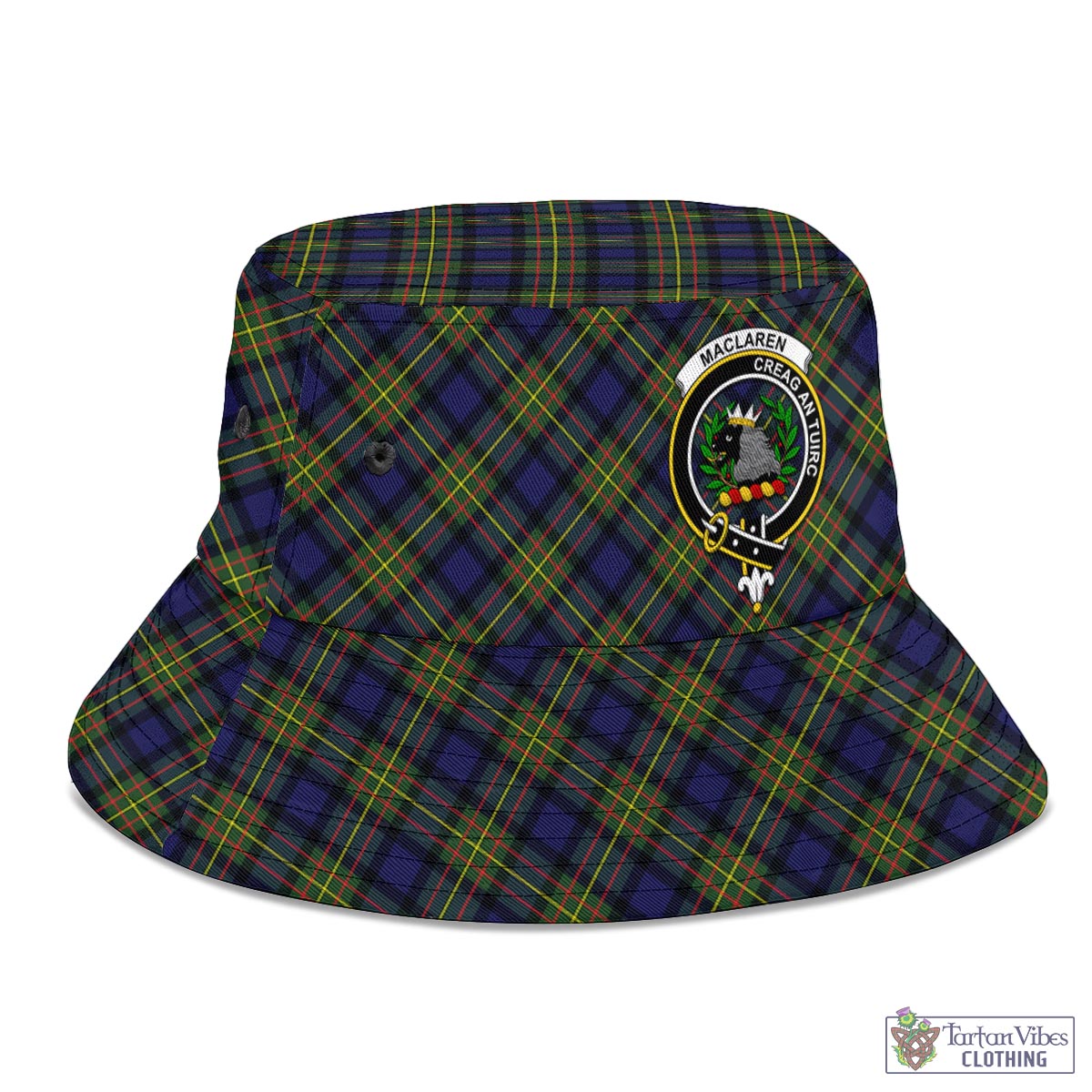 Tartan Vibes Clothing MacLaren Modern Tartan Bucket Hat with Family Crest