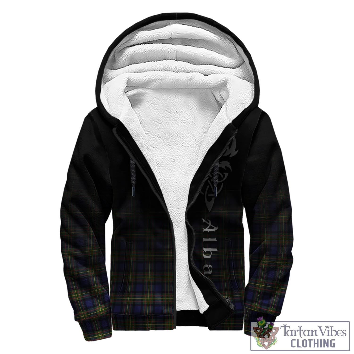 Tartan Vibes Clothing MacLaren Modern Tartan Sherpa Hoodie Featuring Alba Gu Brath Family Crest Celtic Inspired