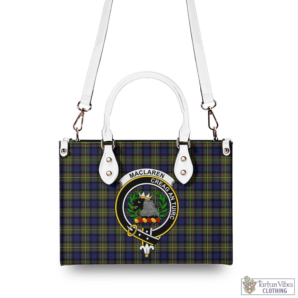 Tartan Vibes Clothing MacLaren Modern Tartan Luxury Leather Handbags with Family Crest