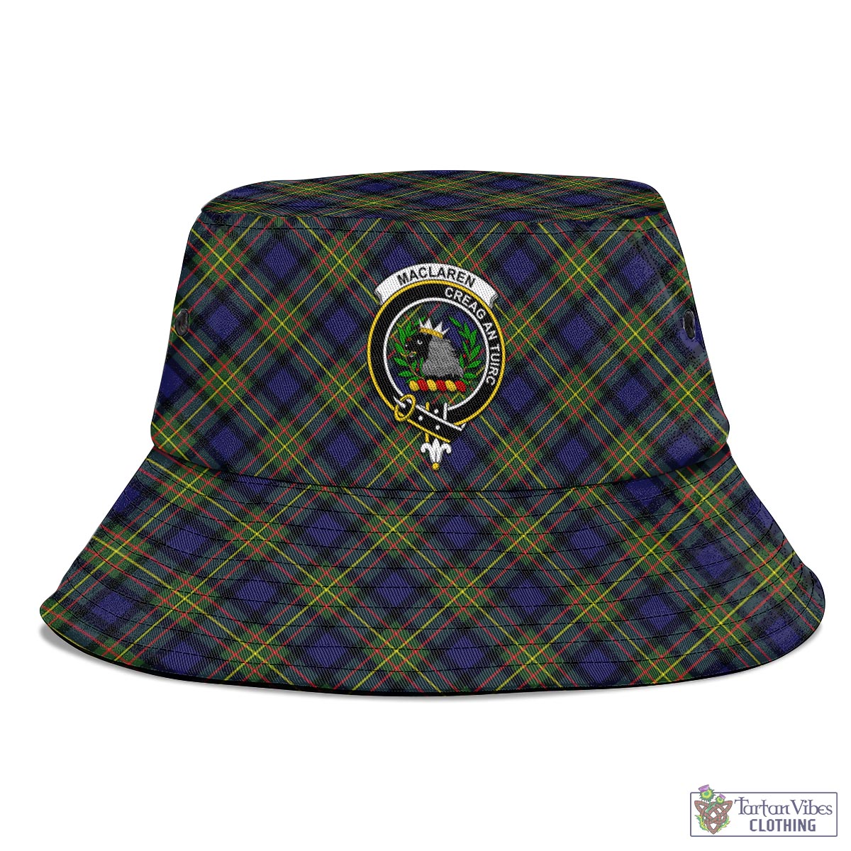 Tartan Vibes Clothing MacLaren Modern Tartan Bucket Hat with Family Crest