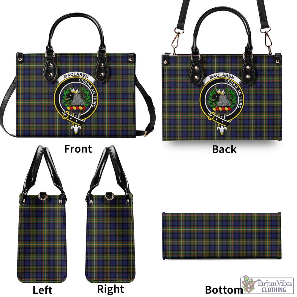 Tartan Vibes Clothing MacLaren Modern Tartan Luxury Leather Handbags with Family Crest