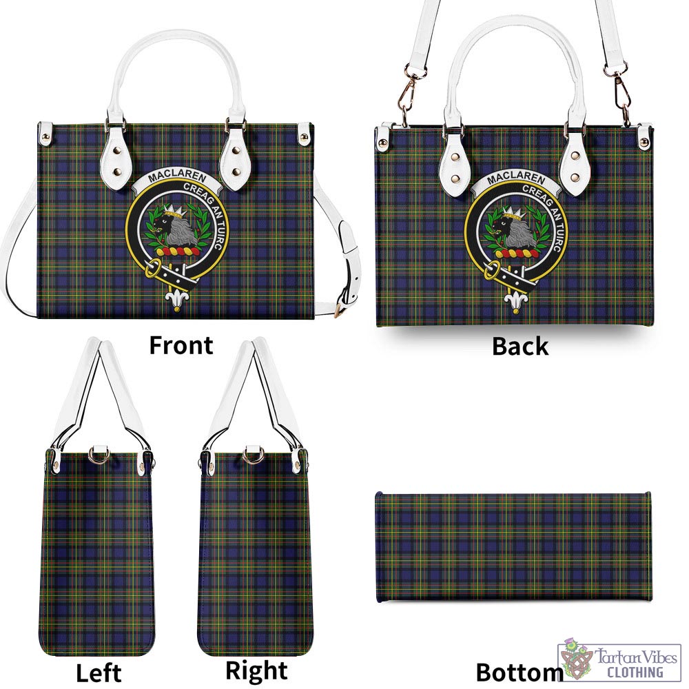 Tartan Vibes Clothing MacLaren Modern Tartan Luxury Leather Handbags with Family Crest