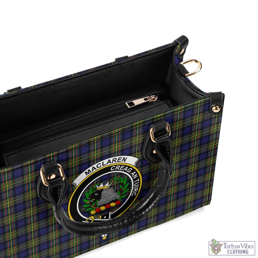 Tartan Vibes Clothing MacLaren Modern Tartan Luxury Leather Handbags with Family Crest