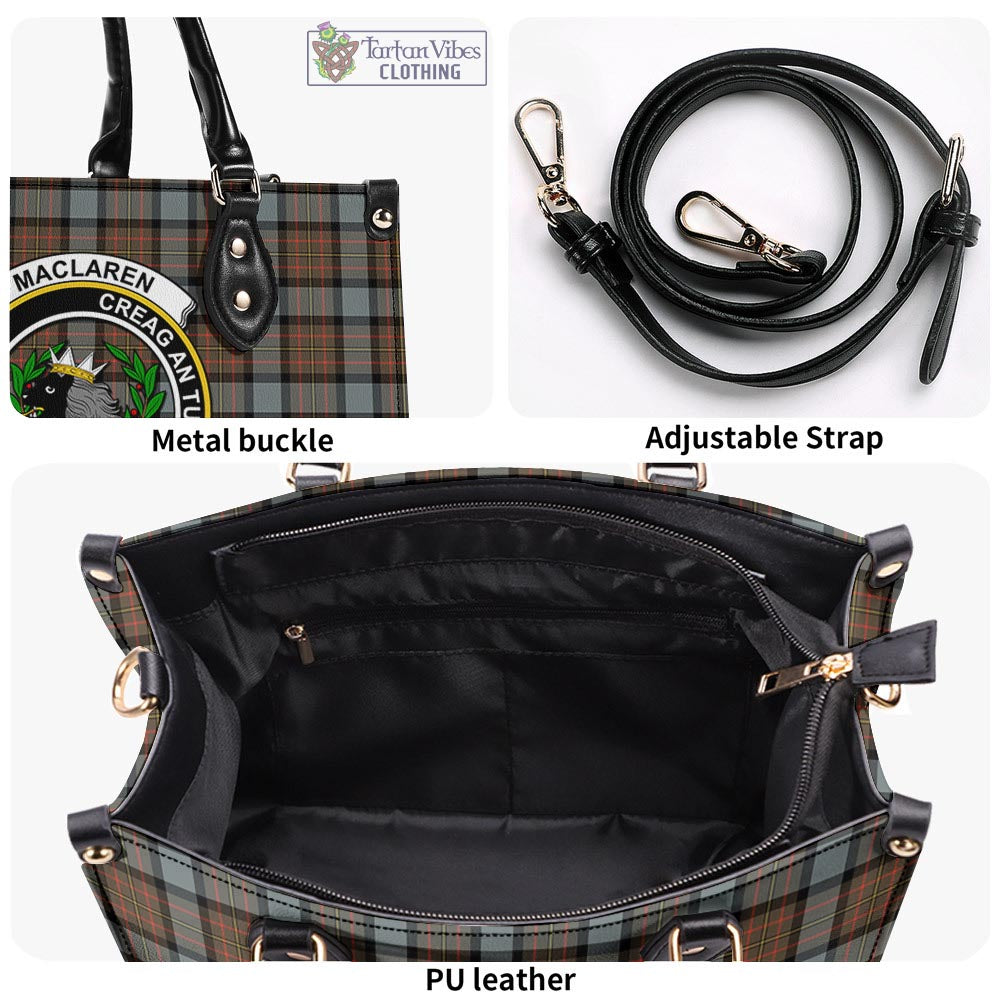 Tartan Vibes Clothing MacLaren Weathered Tartan Luxury Leather Handbags with Family Crest