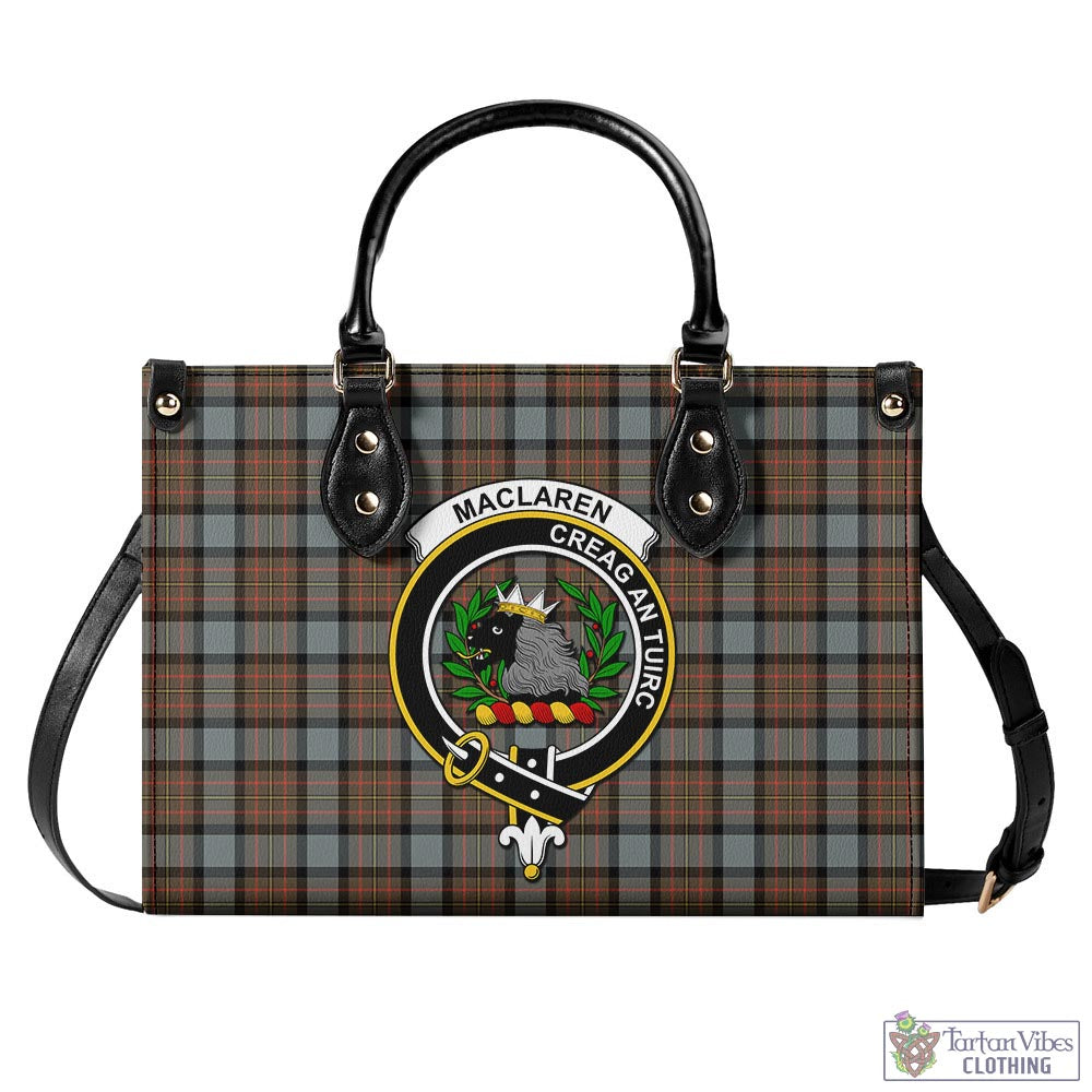 Tartan Vibes Clothing MacLaren Weathered Tartan Luxury Leather Handbags with Family Crest