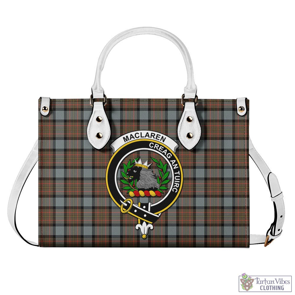 Tartan Vibes Clothing MacLaren Weathered Tartan Luxury Leather Handbags with Family Crest